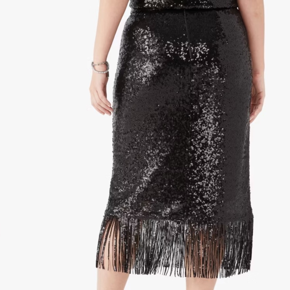 NEW Kate Spade Black Sequin Fringe Skirt, Size 10
